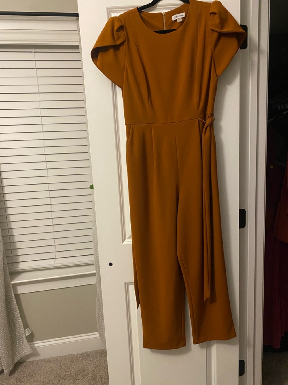 Calvin Klein Mustard Puff Sleeve Jumpsuit